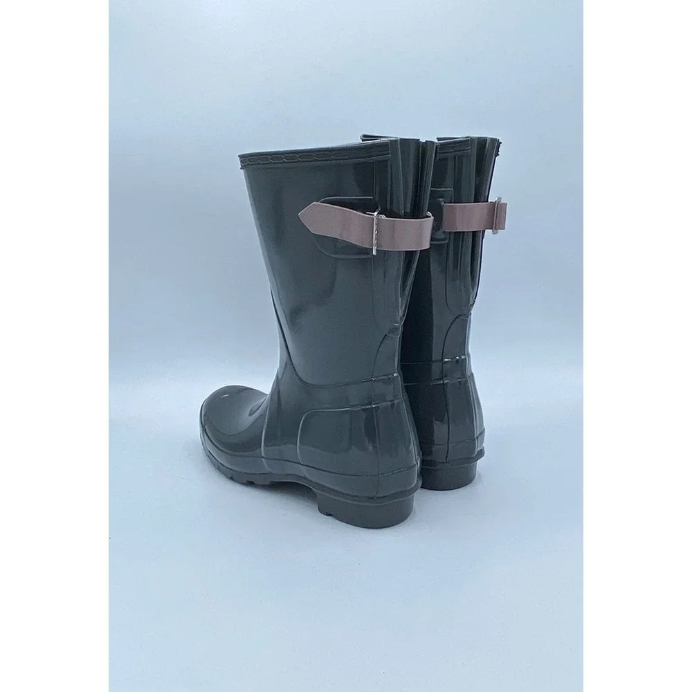 6W - [NEW] Women's Hunter Short Back Adjustable Gloss Rain‎ Boots WFS1013RGL